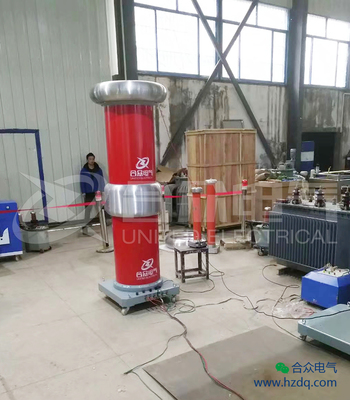 合眾電氣工頻無(wú)局放串級(jí)試驗(yàn)變壓器校驗(yàn)完成